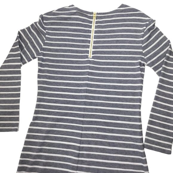 Sail to Sable STS Dress Blue White Striped Size XS 3/4 Sleeve Zipper Textured - Picture 8 of 10